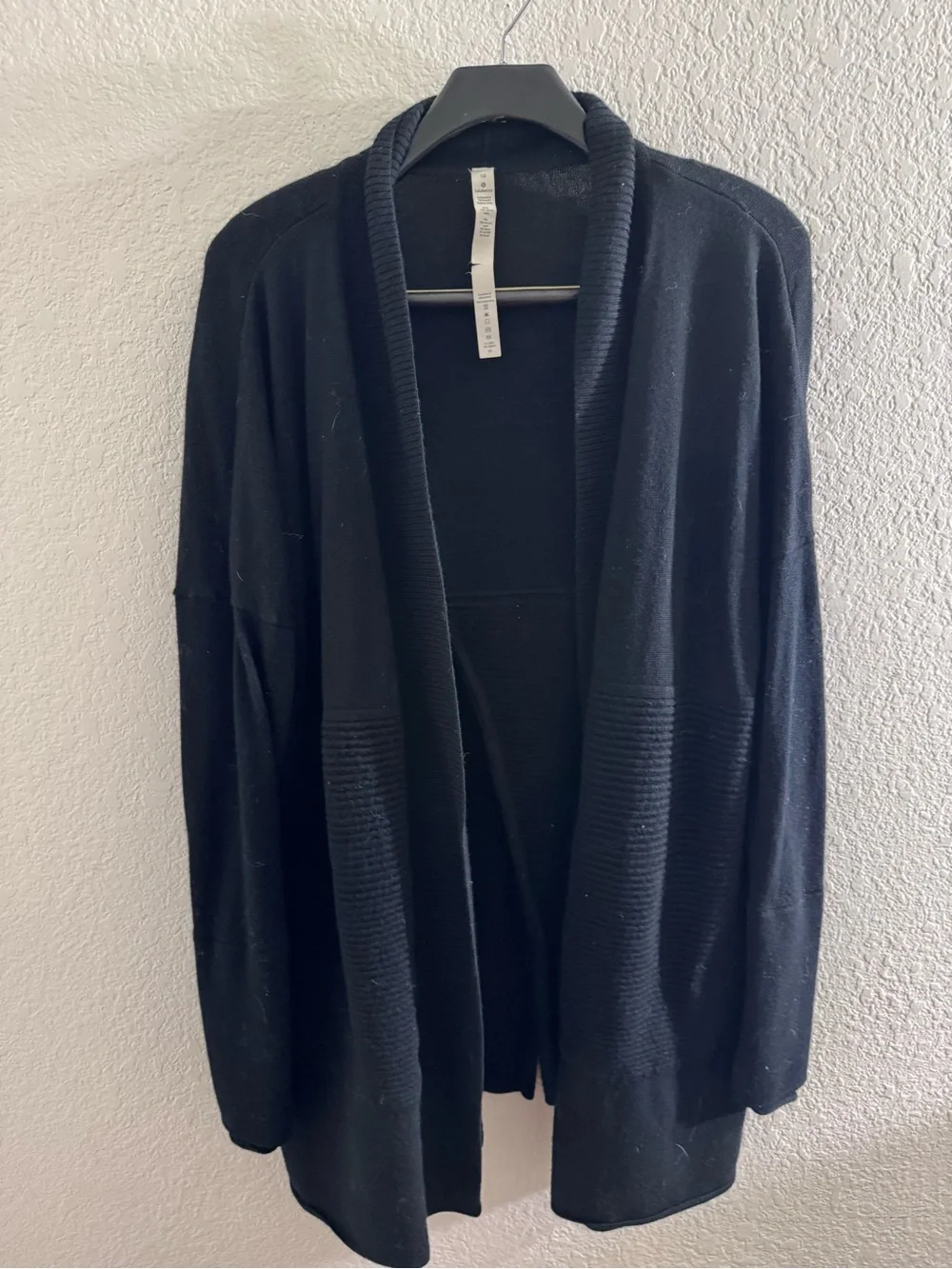 Lululemon Sit in Lori’s Wrap II Black Merino Wool Cardigan Sweater